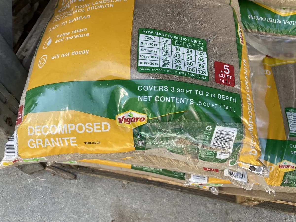 The same decomposed granite bag repaired