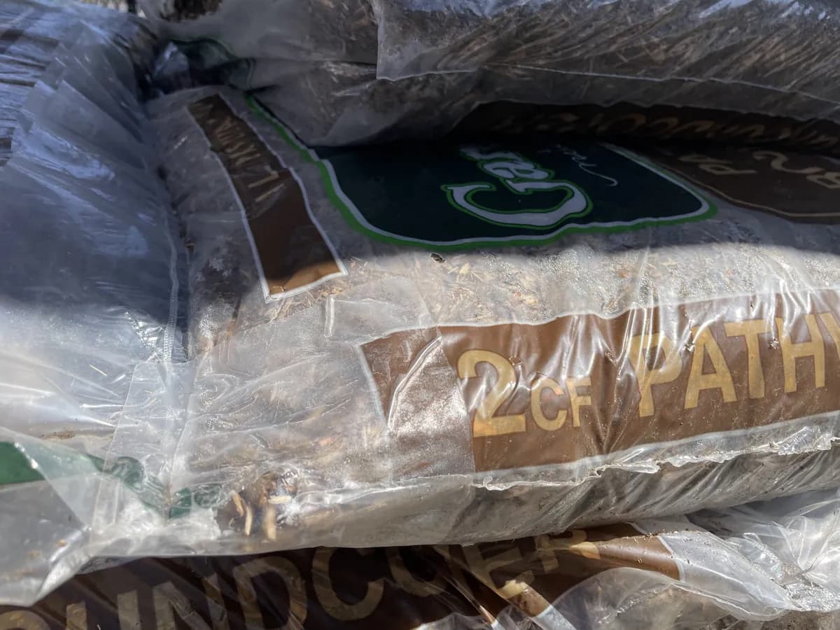 The same groundcover bag sealed and restacked