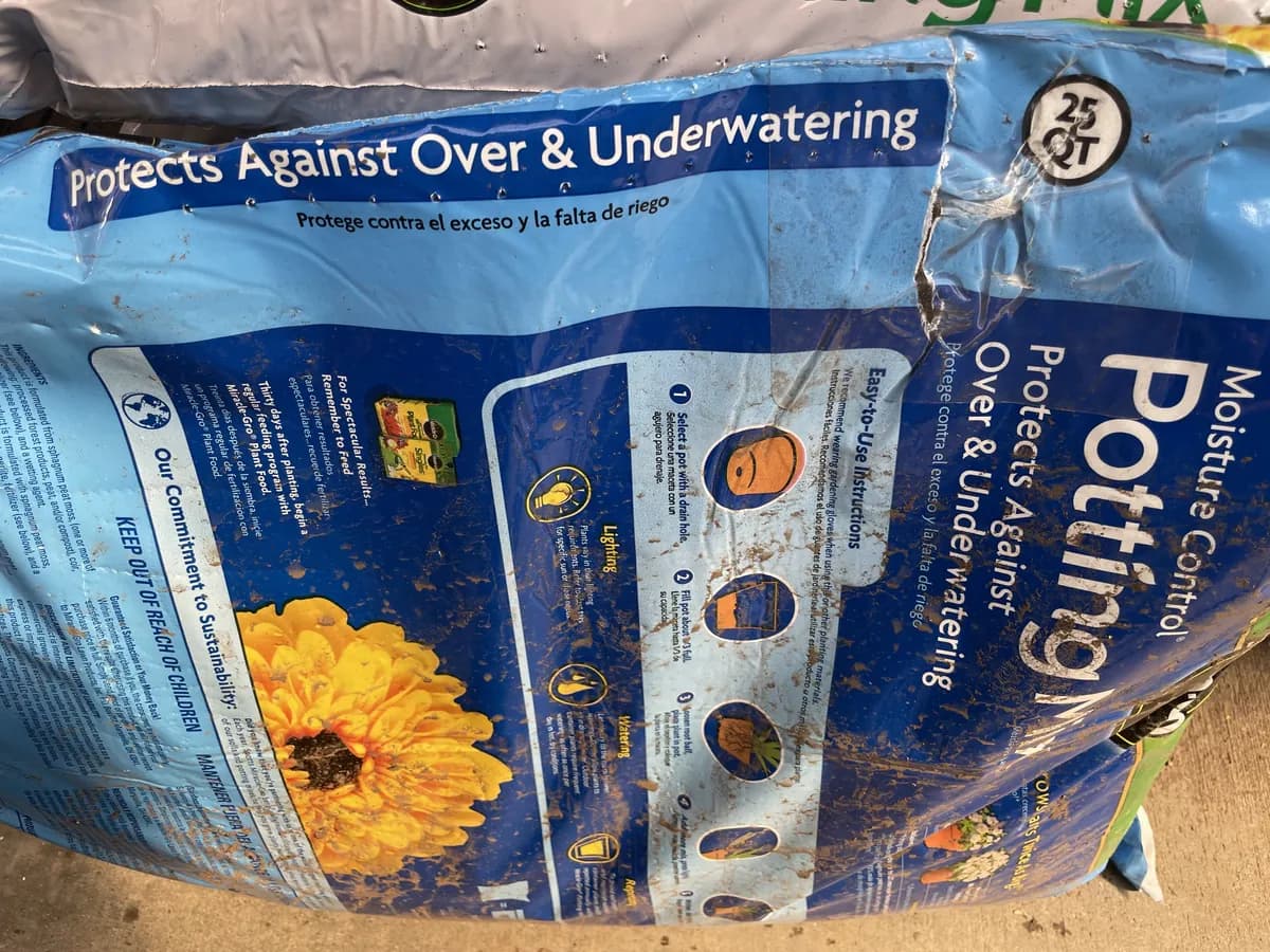 The same bag of potting mix sealed with a Bag Patch